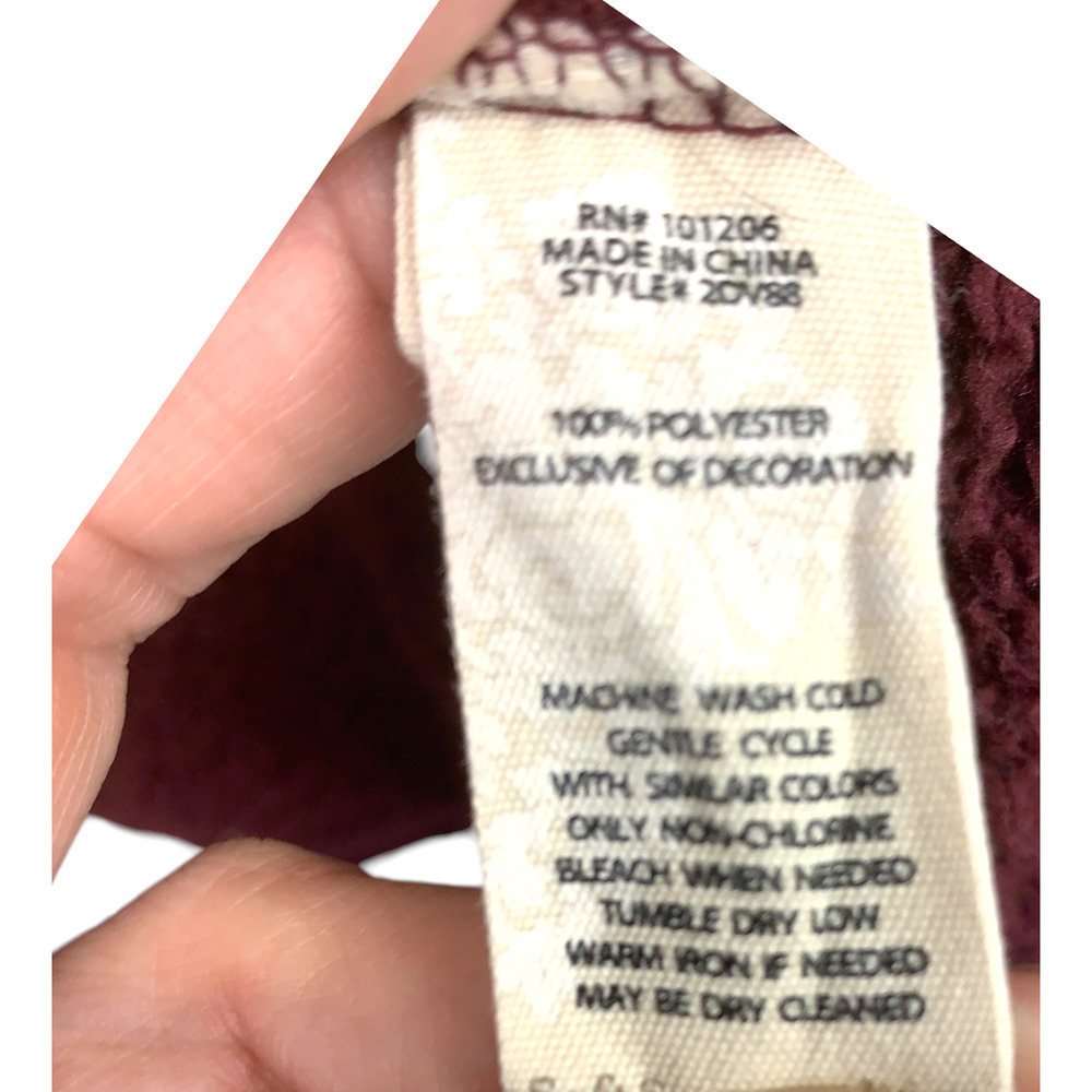 Soft Surroundings Teddy Fleece Drape Snap Jacket Burgundy Sz S Pockets 2CV88 - Picture 4 of 7